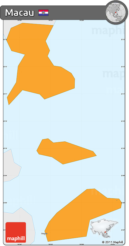Political Simple Map of Macau, single color outside, borders and labels