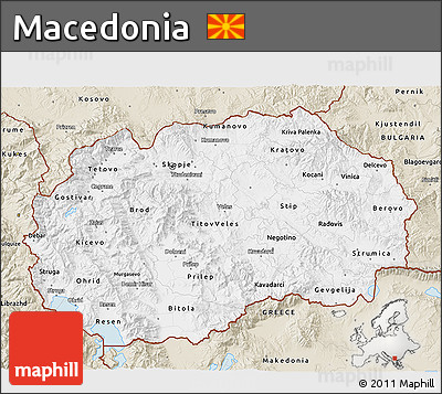 Classic Style 3D Map of Macedonia