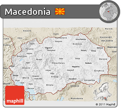 Classic Style 3D Map of Macedonia