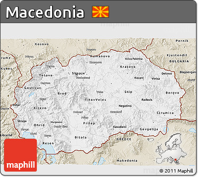 Classic Style 3D Map of Macedonia