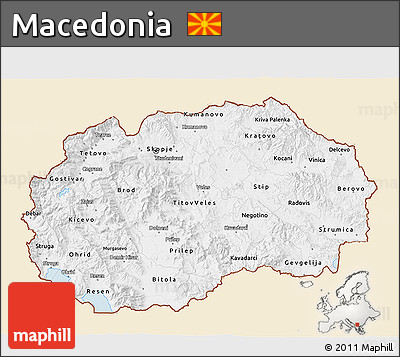 Classic Style 3D Map of Macedonia, single color outside