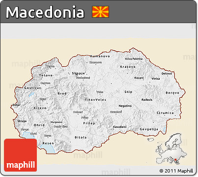 Classic Style 3D Map of Macedonia, single color outside