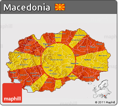 Flag 3D Map of Macedonia, flag aligned to the middle