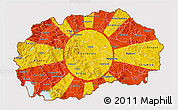 Flag 3D Map of Macedonia, flag aligned to the middle
