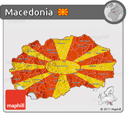 Flag 3D Map of Macedonia, flag rotated