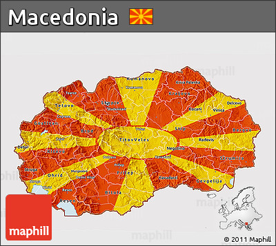 Flag 3D Map of Macedonia, flag rotated