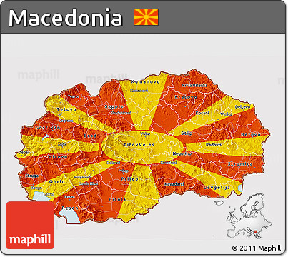 Flag 3D Map of Macedonia, flag rotated