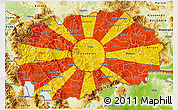 Flag 3D Map of Macedonia, physical outside, flag centered