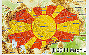 Flag 3D Map of Macedonia, physical outside, flag aligned to the middle