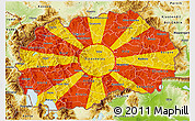 Flag 3D Map of Macedonia, physical outside