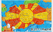 Flag 3D Map of Macedonia, political outside, flag aligned to the middle