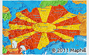 Flag 3D Map of Macedonia, political outside, flag rotated