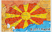Flag 3D Map of Macedonia, political shades outside
