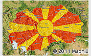 Flag 3D Map of Macedonia, satellite outside, flag centered
