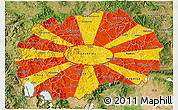 Flag 3D Map of Macedonia, satellite outside, flag rotated