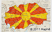Flag 3D Map of Macedonia, shaded relief outside, flag centered