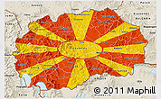 Flag 3D Map of Macedonia, shaded relief outside, flag rotated