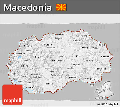 Gray 3D Map of Macedonia, single color outside