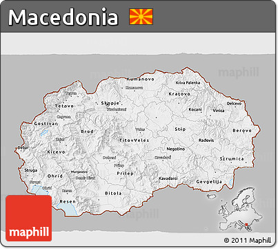 Gray 3D Map of Macedonia, single color outside