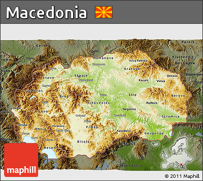Physical 3D Map of Macedonia, darken