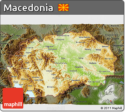Physical 3D Map of Macedonia, darken
