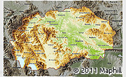 Physical 3D Map of Macedonia, darken, semi-desaturated