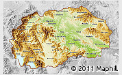 Physical 3D Map of Macedonia, lighten, desaturated