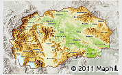 Physical 3D Map of Macedonia, lighten, semi-desaturated