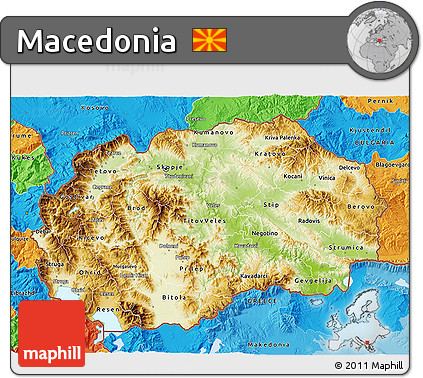Physical 3D Map of Macedonia, political outside