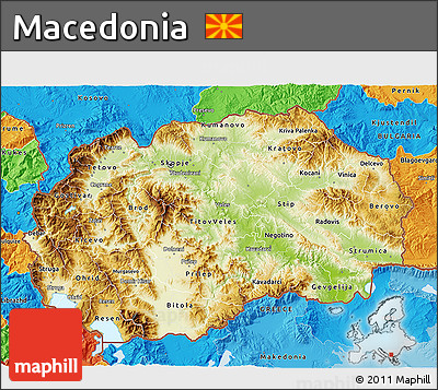 Physical 3D Map of Macedonia, political outside