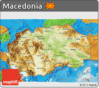 Physical 3D Map of Macedonia, political outside