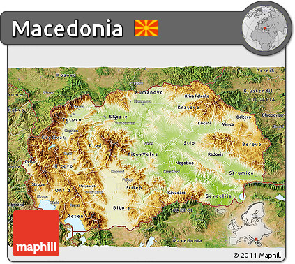 Physical 3D Map of Macedonia, satellite outside