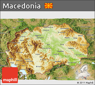 Physical 3D Map of Macedonia, satellite outside