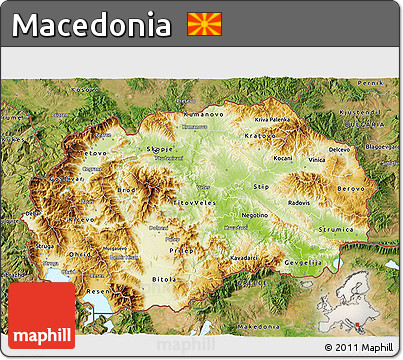 Physical 3D Map of Macedonia, satellite outside