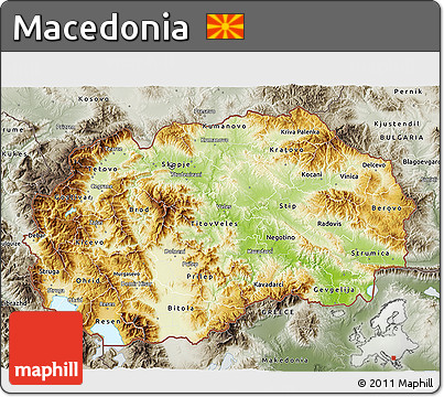 Physical 3D Map of Macedonia, semi-desaturated