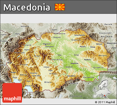 Physical 3D Map of Macedonia, semi-desaturated