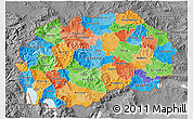 Political 3D Map of Macedonia, desaturated