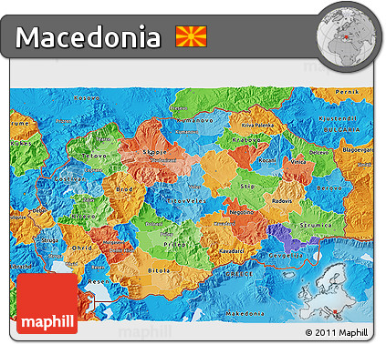 Political 3D Map of Macedonia