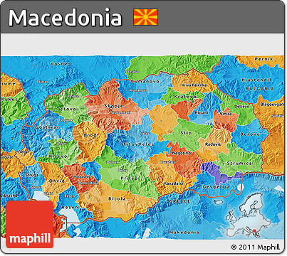 Political 3D Map of Macedonia