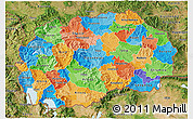 Political 3D Map of Macedonia, satellite outside
