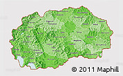 Political Shades 3D Map of Macedonia, cropped outside