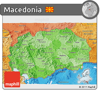 Political Shades 3D Map of Macedonia