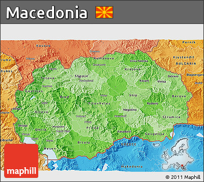 Political Shades 3D Map of Macedonia