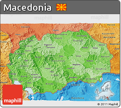 Political Shades 3D Map of Macedonia