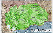 Political Shades 3D Map of Macedonia, semi-desaturated