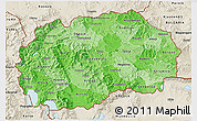 Political Shades 3D Map of Macedonia, shaded relief outside