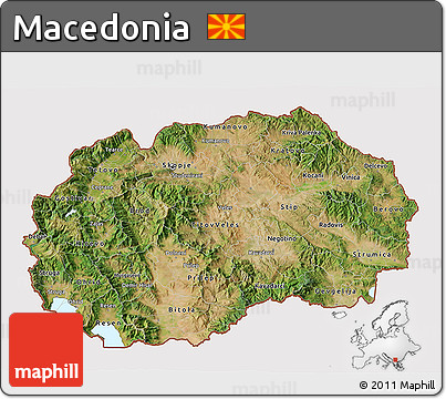 Satellite 3D Map of Macedonia, cropped outside
