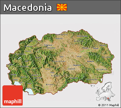 Satellite 3D Map of Macedonia, cropped outside