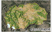 Satellite 3D Map of Macedonia, darken, semi-desaturated