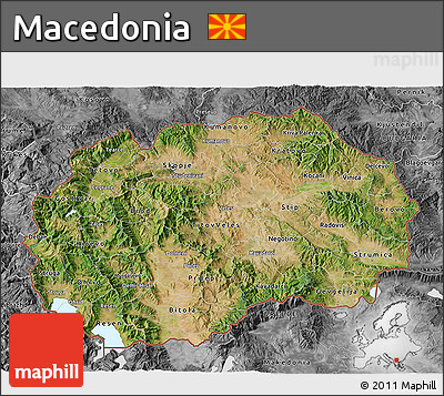 Satellite 3D Map of Macedonia, desaturated